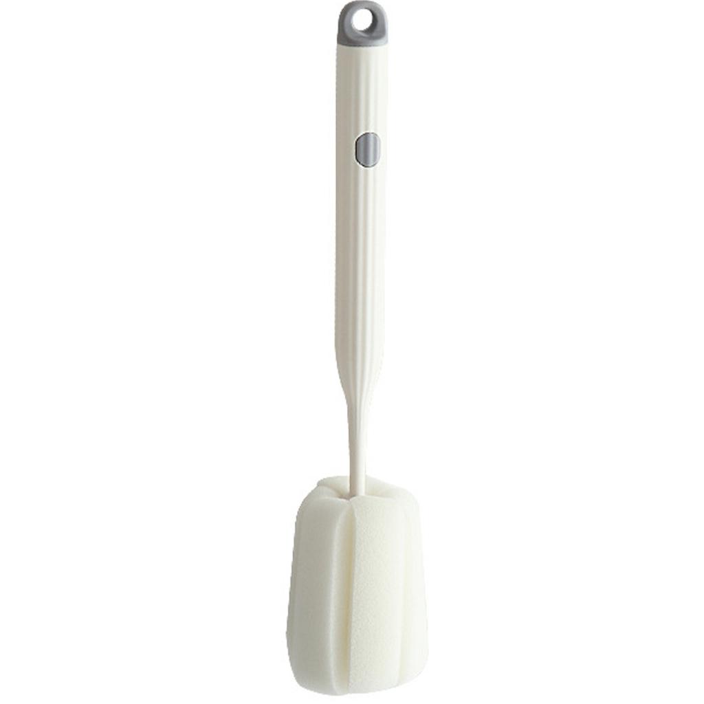 Sponge Bottle Dish Brush Cleaning Long Handle Scrubbing Soft Sponge Washing Cup Brush White