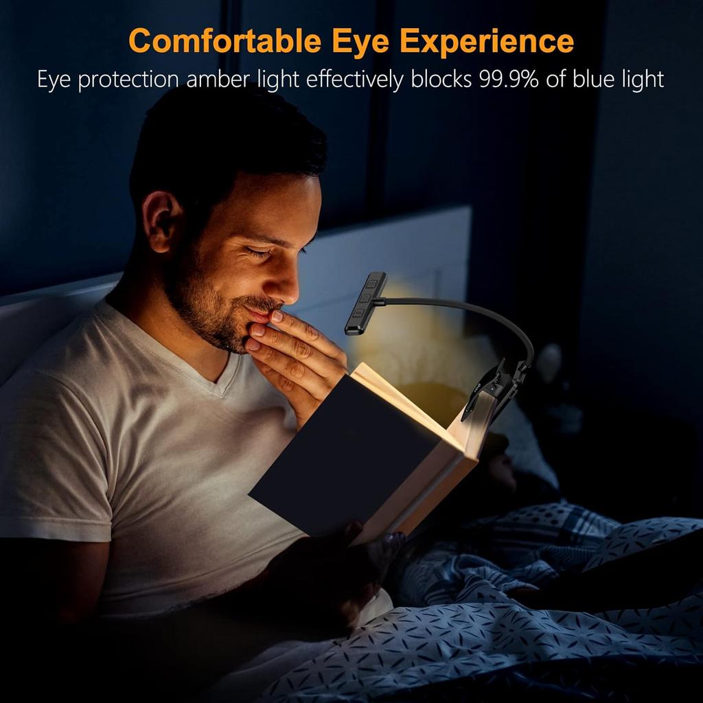 Gritin 19 LED Rechargeable Book Light for Reading in Bed | Eye Caring 3 Color Temps,Stepless Dimming Brightness,Memory Function,90 Hrs Runtime