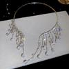 Elegant Bridal Tassel Necklaces Shining Neck Chain Choker Water Drop Rhinestone Jewelry  Wedding