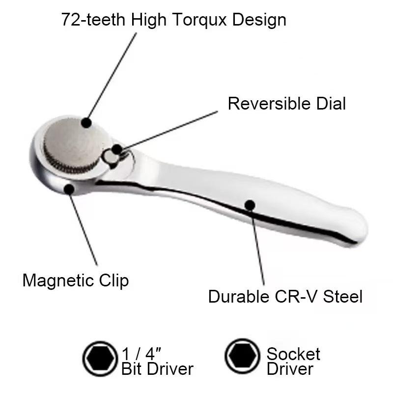 30-in-1 Multifunctional Ratchet Screwdriver Set with S2 Magnetic Bits and Wrench