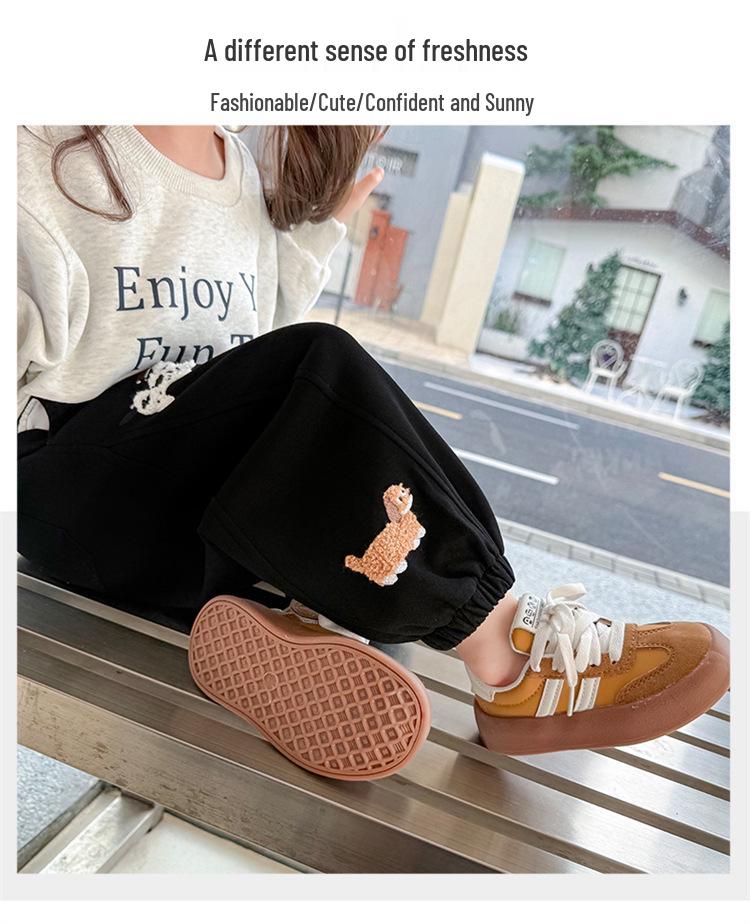 Girls' Fashionable Embroidered Sweatpants for Spring & Autumn 2025