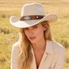 European and American New Fashion Western Cowboy Hat Leather Buckle Retro Big Head Circumference Hat Autumn and Winter Women's Travel Must-have Jazz