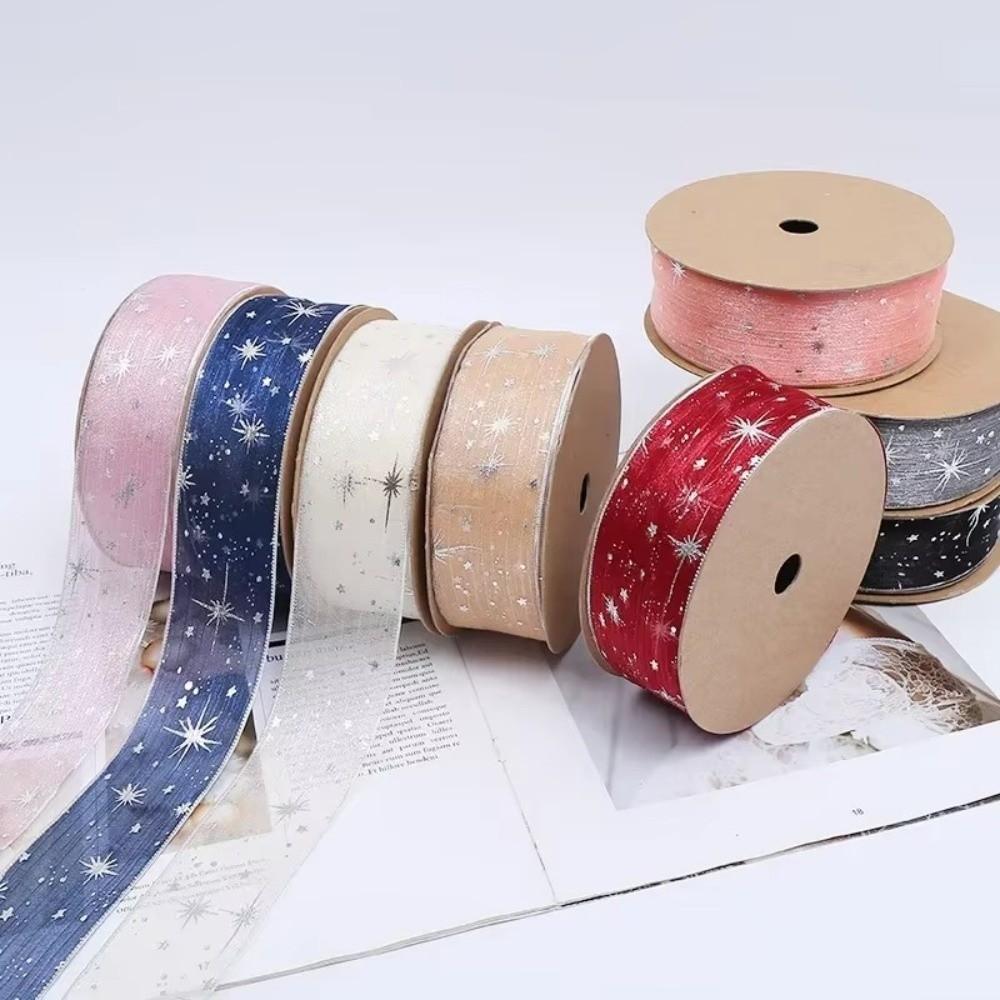 25mm Width Starry Sky Ribbon Organza Wedding Party Ribbon Gift Bouquet Wrap Ribbon  Cake Decoration