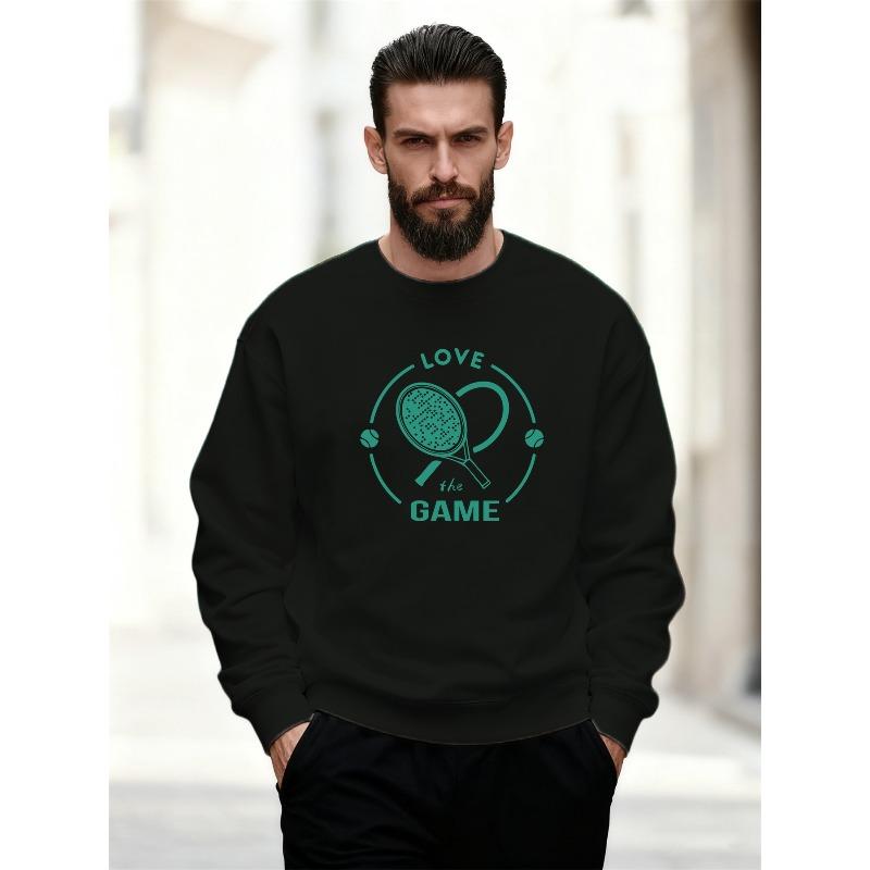 Men'S LOVE The GAME Tennis Pattern Casual Crewneck Sweatshirt
