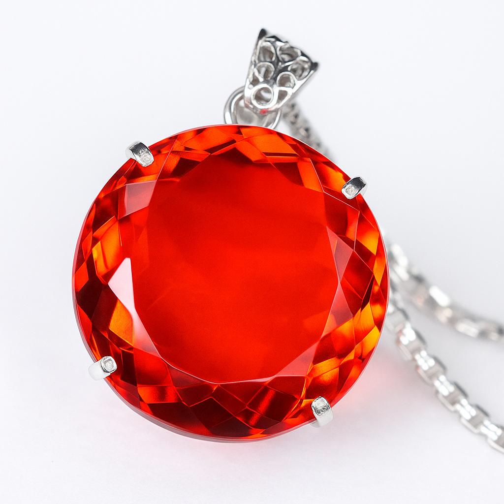 140 Ct Natural Red Topaz 925 CERTIFIED Sterling Silver Beautiful Round Pendant AI-55-NS