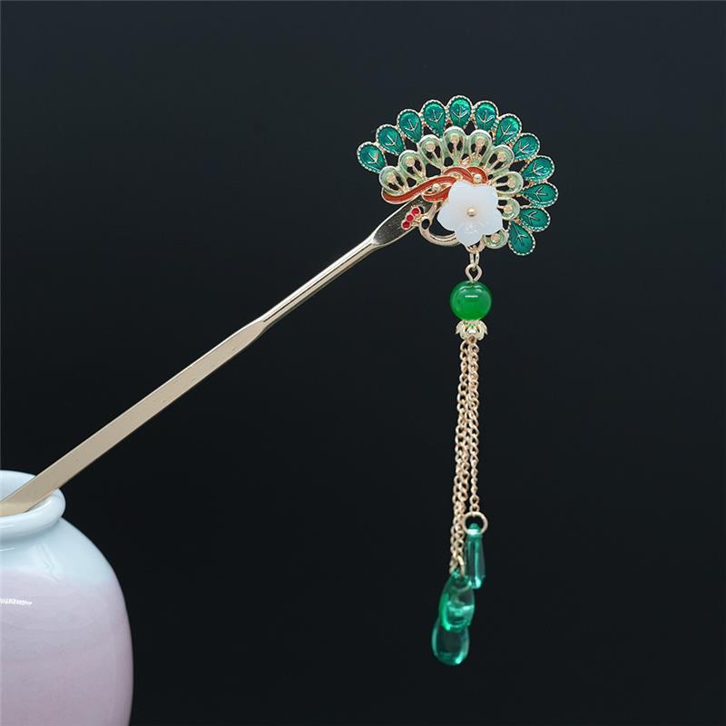Four Seasons Chinese Tassel Hairpin: Ancient Style Hanfu with Fresh Pearl and Jiangnan Classical Cheongsam Hair Accessory