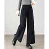 TERRE BLEUE Women's Fleece-Lined Wide-Leg Straight Casual Pants