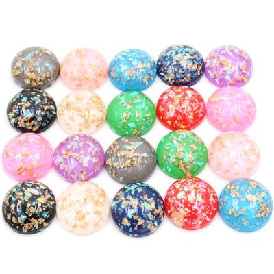 20mm 10 Stück/Los Neue Mode Mixfarbe Eingearbeitete Metallfolie Flache Rückseite Harz Cabochons Cameo
