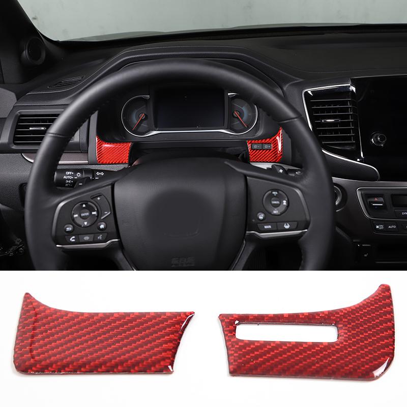 For Honda Pilot 2015-2019 Red Soft Carbon Fiber Air Vent Frame Vanity Mirror Cover Interior Decorative Sticker Auto Parts X12