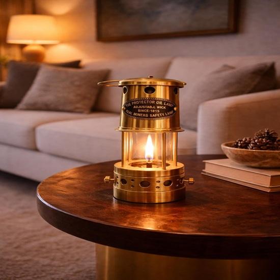Brass Protector Oil Lamp Adjustable Wick Miners Safety Lantern