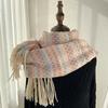 Rainbow Plaid Scarf for Women Winter Korean Version Sweet Soft Girl Student Versatile High End Scarf Thickened Warm Shawl
