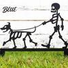 Easy Install Garden Stake Skeleton Dog Stake Black Walking Metal Decoration Stable for Lawn Funny Halloween Yard Art Outdoor Decoration