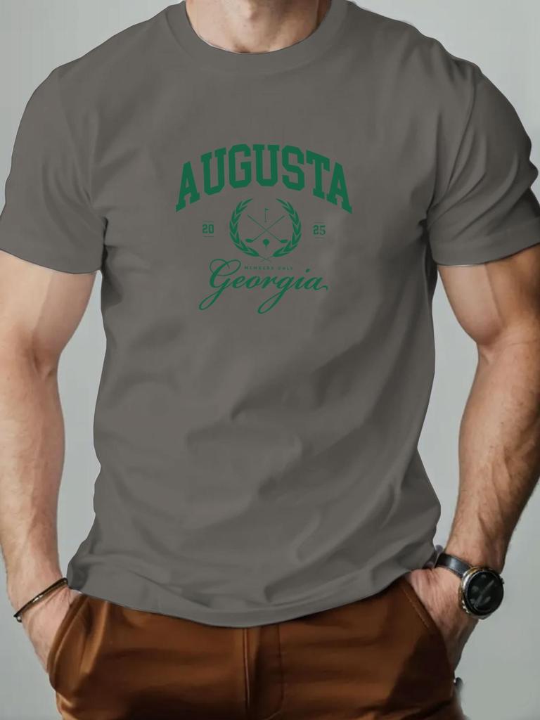Mens Cotton TShirt Augusta Golf Summer Round Neck Short Sleeve Graphic Breathable Fashion Casual TShirt
