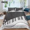Piano Keys King Queen Duvet Cover 3D Cartoon Musical Notes Bedding Set for Kids Teens Adult Fashion Music Polyester Quilt Cover
