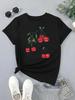Lustiges rotes Kirschen-Print Damen T-Shirt 90er Jahre Mädchen Lässiges Kurzarm O-Ausschnitt Oberteil für Sommer Damenkleidung Oberteile