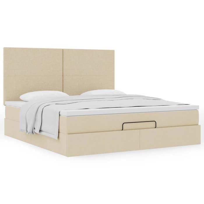 Cadre de lit avec matelas - Maison Exclusive - 180x200 cm - Tissu crème - Rangement sous le lit