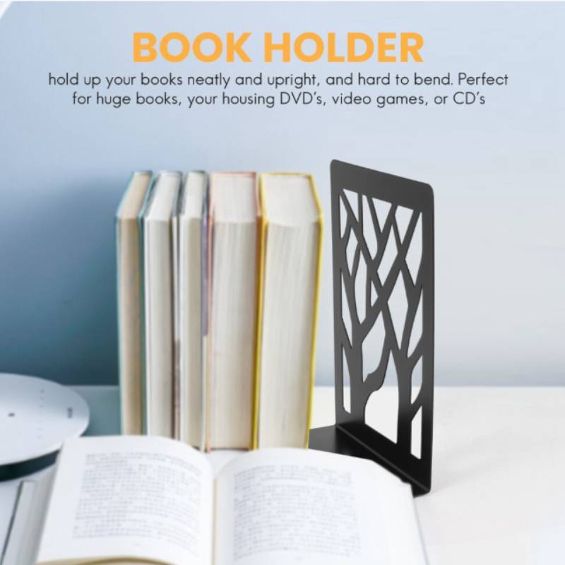 Metal Hollow Tree Bookend Lshaped Iron Desk Organizer For Kids And Students