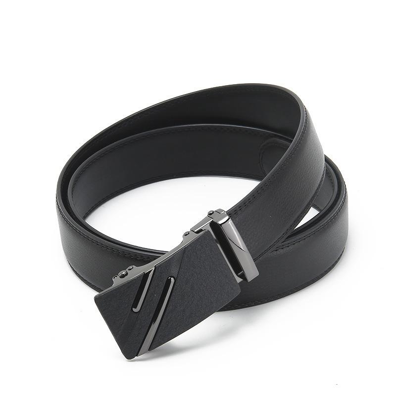 Frosted Automatic Buckle Opening Two Layer Cowhide Belt Business and Casual Men's Trendy Belt