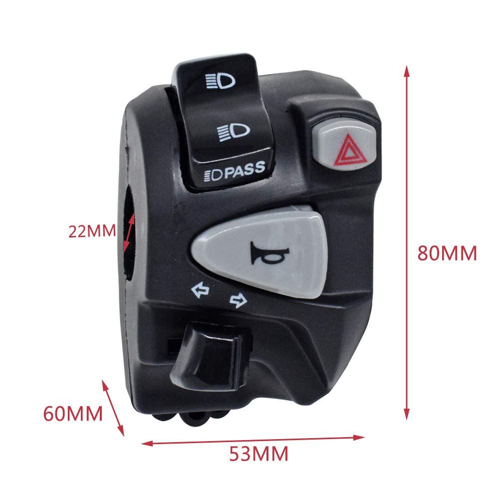 22mm Motorcycle Handlebar Switch Combination Horn Steering Headlight Start Switch for Honda and Hunter Cub 7/8" Switch, Switch, Switch, (Left Side)