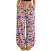 Women's Halloween Print Casual Wide Leg Pants with Drawstring Elastic Waist for Holiday Parties