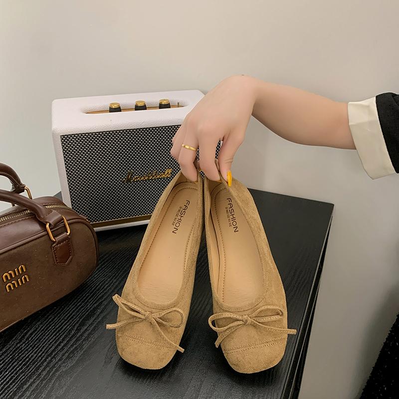 New Women's Flat Shoes Silver Bow Soft Bottom Non-slip Ballet Shoes High-end Luxury Elegant Lady Shoes Zapatos Mujer