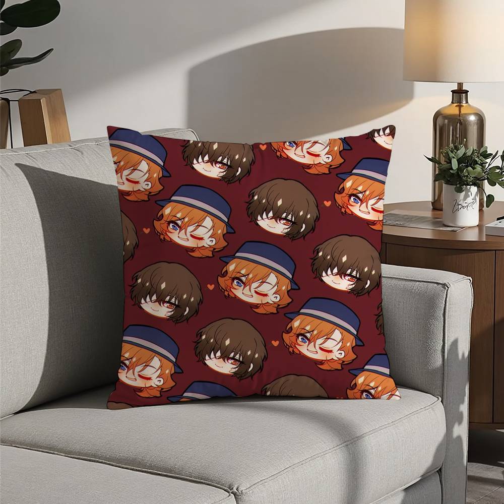 Hot Anime Bungo Stray Dogs Pillow Case 3D Print Polyester Fiber 40*40cm Home Sofa Throw Decoration Festival Gift
