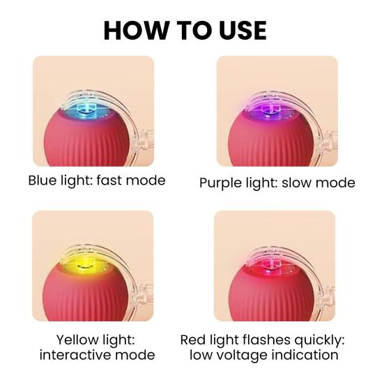 Cat Interactive Ball Toy Automatic Rolling 3 Modes Cat Toy Ball USB Charging Cat Self-Play Ball with Rope for All Indoor Cats