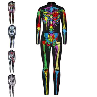 Realistic Body Skeleton Skull 3d Print Halloween Bodysuit Cosplay Costume Sexy Jumpsuit Adult Carnival  Monos Mujer