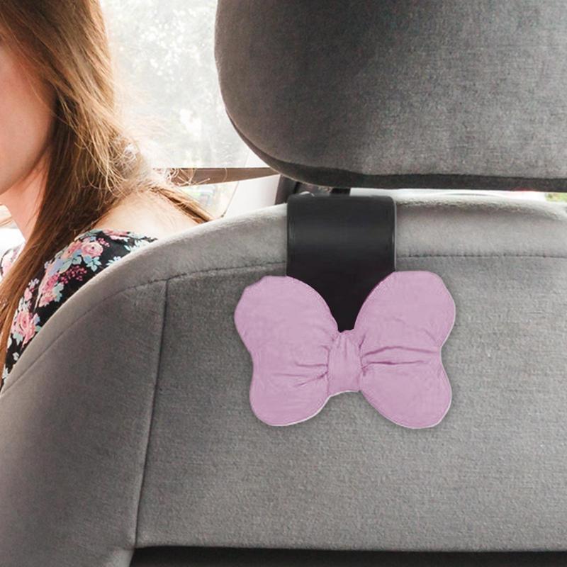 4 PCS Auto Seat Headrest Hunger Bow Tie Design Hooks Car Headrest Coat Bow Tie Hooks For Clothes Coats Bags Hats Purses