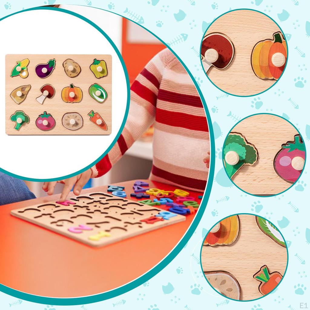 Holz Steckpuzzle Bildung Lernspielzeug Kognitive Farberkennung Form Zuordnungsbrett