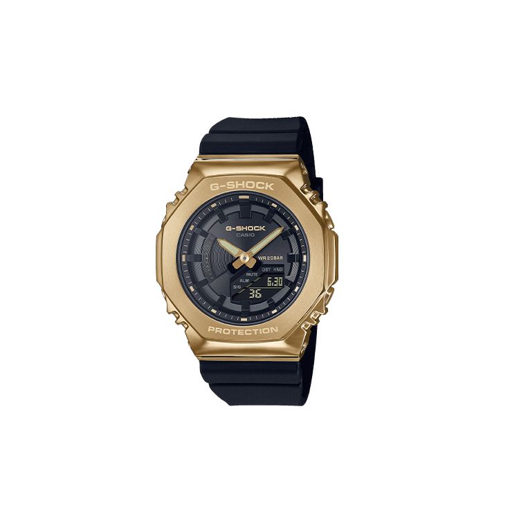 

Casio Full Metal Series Octagonal Golden Era Hachioji Metal Bezel Waterproof Shockproof Sports Quartz Watch Resin Strap Women watches GM-S2100GB-1APR Regular Watch Box,Black