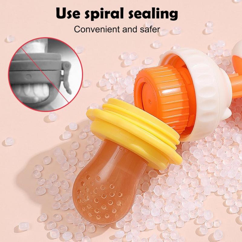 Baby Fruit Feeder Teething Rings for Infants | PP Silicone Pacifier with Dinosaur Mushroom Shape for Freezing Fruit and Breast Milk Popsicles