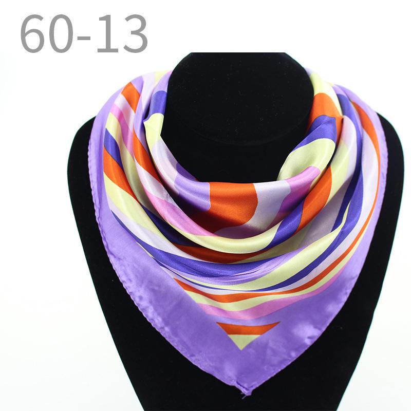 New simulated silk scarf, striped women's small square scarf, flight attendant workplace decoration cm spring and summer silk scarf