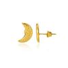 Gold Stainless Steel Moon Stud Earrings - Unique Niche Design Ear Jewelry