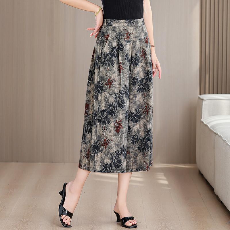 Plus Size Summer Women's Wide Leg Pants High Waist Loose Vintage Clothes Elastic Waist Casual Pants