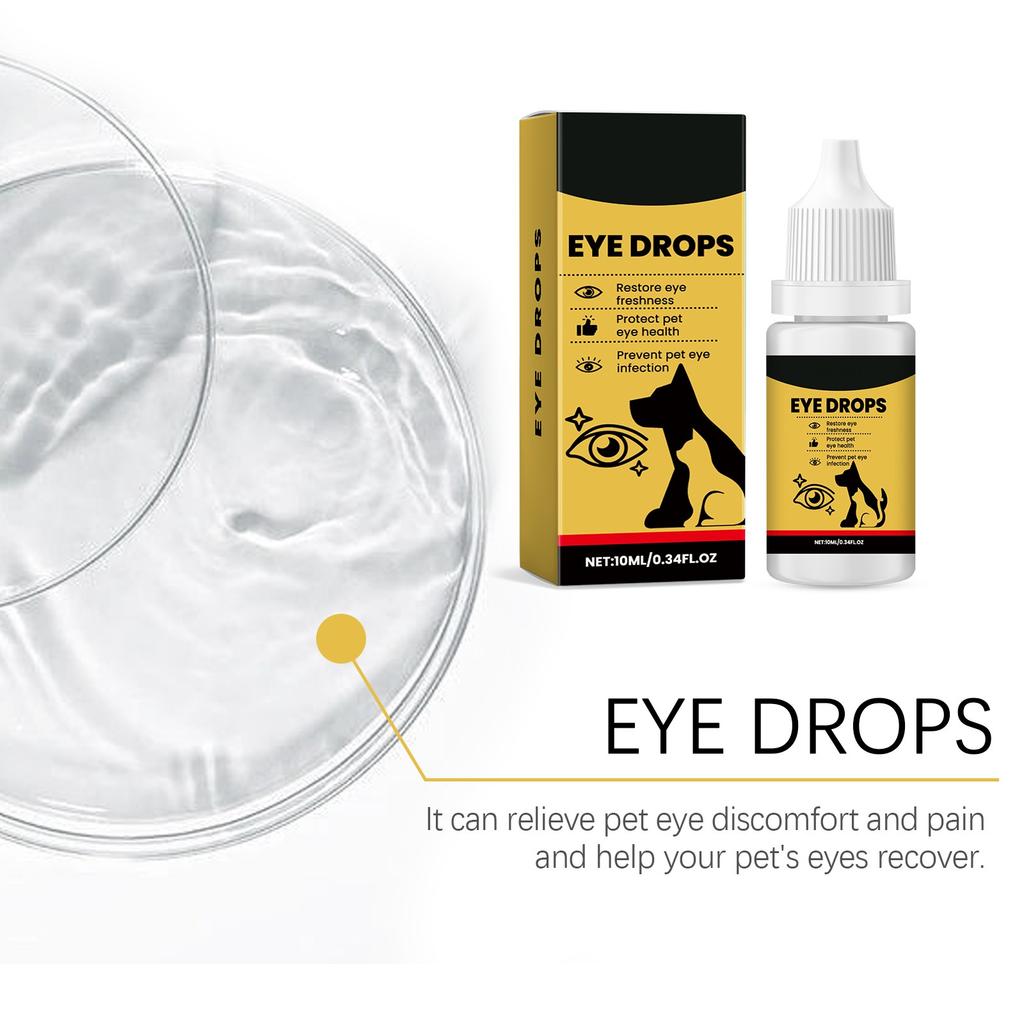 Colírio para Animais de Estimação para Gatos e Cães Manchas de Lágrima Secreção Obstrução Limpeza Cuidados Gotas para Animais de Estimação Gatos e Cães Universal(10 ml)