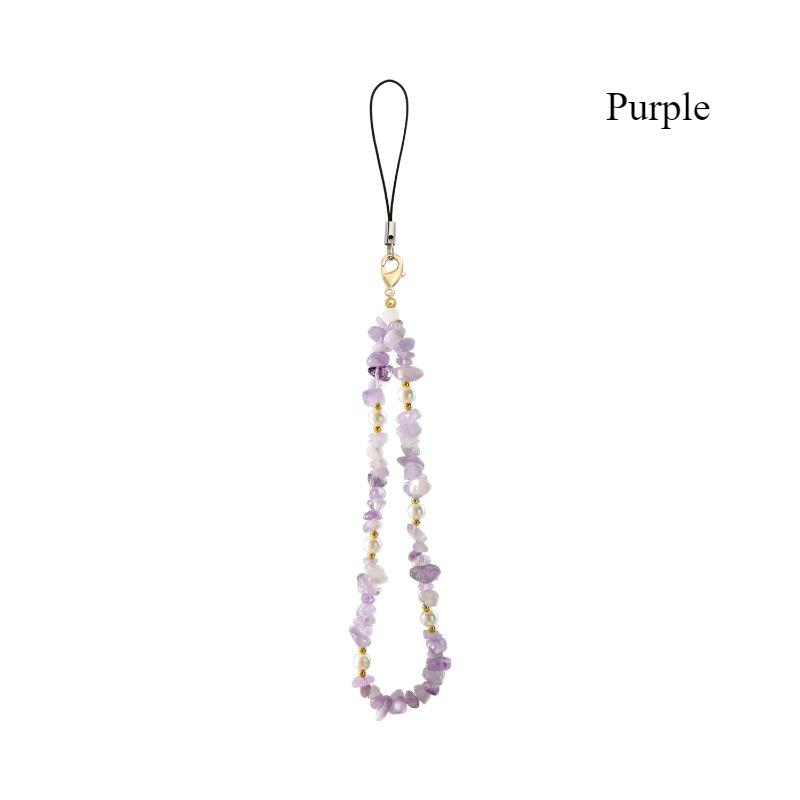 Kreativní personalizované menšiny Kreativní korálkový přívěsek na mobilní telefon Nové dámské oblečení Přírodní kámen Ametyst Štěrkový Šňůrka na mobilní telefon