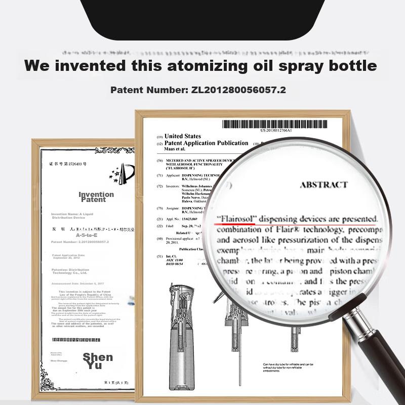 FLAIROSOL Spray Bottle, Dutch Patented Atomizing Oil Sprayer, Air Fryer, Home Kitchen Glass Spray Bottle, Olive Oil Bottle