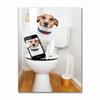 Funny Animal Dog Read Newspaper Oil Painting On Canvas Wall Art Poster Prints Wall Art Picture for Bathroom Toilet Decoration