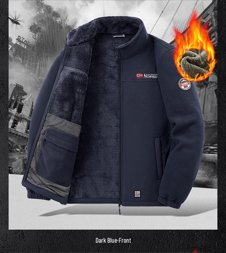 8918A Men's Thickened Fleece Outdoor Jacket - Autumn/Winter Sherpa Style