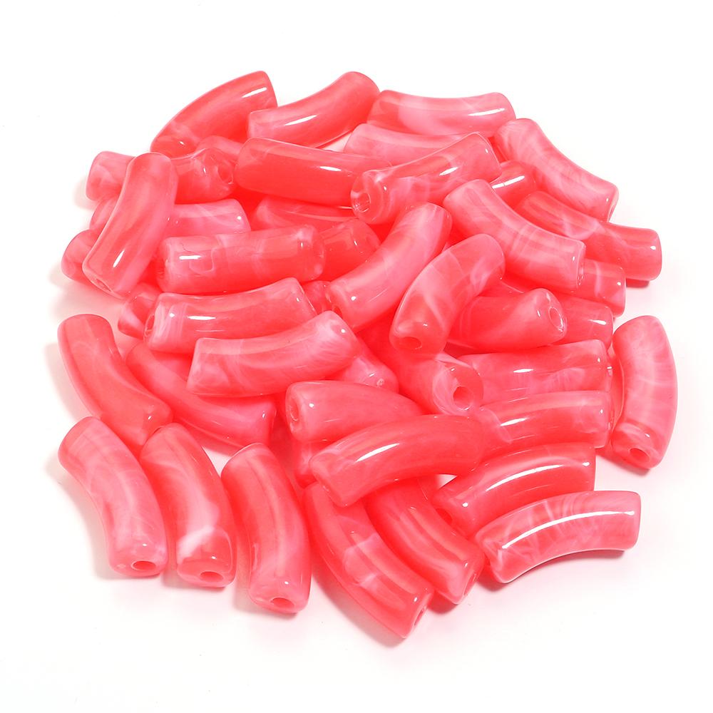 20pcs 35x11mm Acrylic Curved Tube Beads Dual Color Loose Beads For Jewelry Making DIY Handmade Necklace Bracelets Accessories
