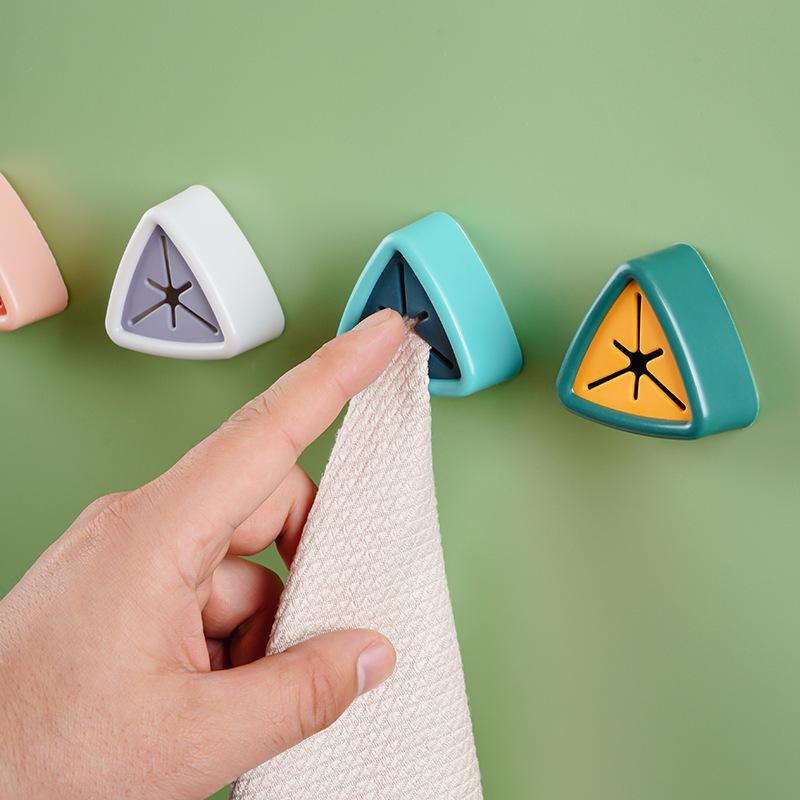 Wall Mounted Triangular Towel Plug, Non Perforated Bathroom Shelf, Kitchen Cloth And Face Towel Storage Hook Artifact