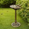 DYS Pedestal Bird Bath, Copper Resin Birdbaths Weather Resistant Floral Accents, Vintage Bronze Finish Garden Decor for Outdoor Lightweight Courtyard