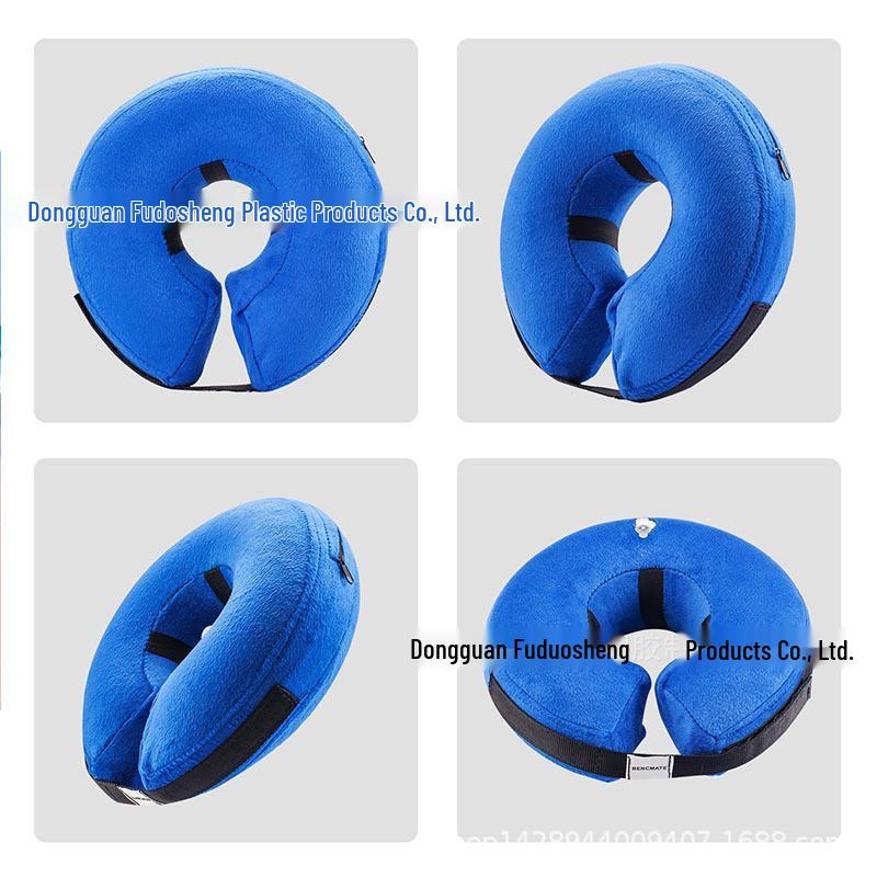 

PVC Inflatable Pet Neck Ring Collar with Fabric Cover for Cats and Dogs, Anti-Bite Design XS синий