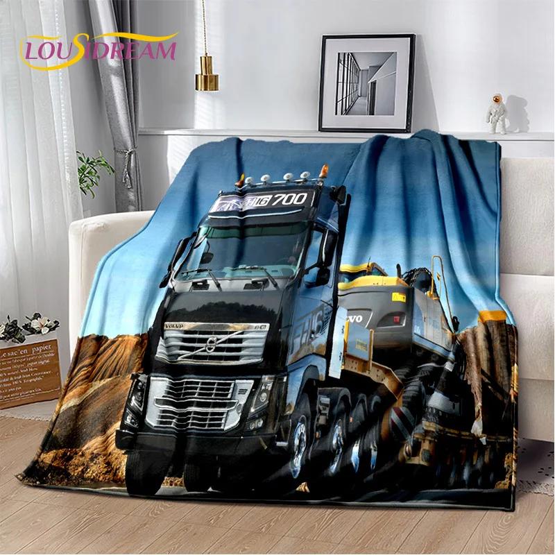 Volvo Truck Lorry 3D Printing Soft Flannel Blanket for Beds Bedroom Sofa Picnic,Throw Blanket for Cover Outdoor Leisure Nap Gift