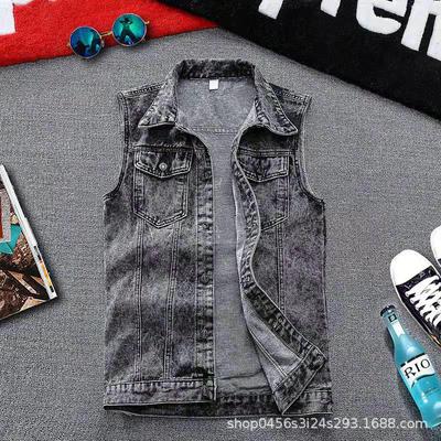 Vestă Denim Retro Stil Hong Kong pentru Bărbați - Largă, Casual, Fără Mâneci