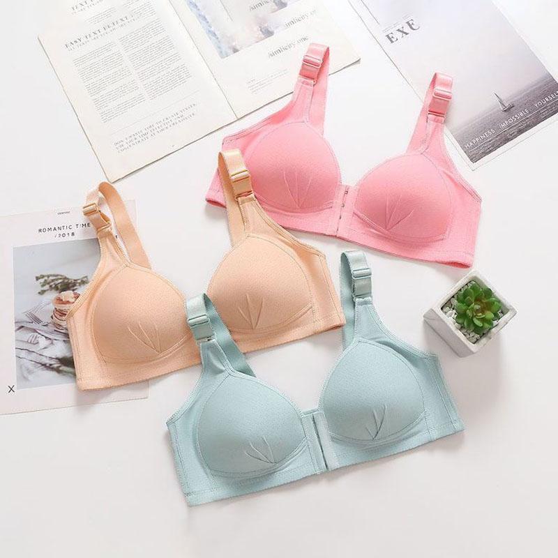 Front Closure Bra Women Gather Plus Size Thin Underwear Without Steel Ring Push Up Bralette Sexy Invisible Sensual Lingerie
