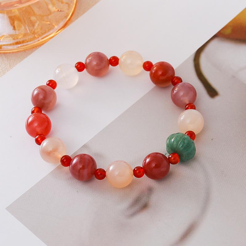 Natural Crystal Bracelet Agate Tiger Stone Strawberry Crystal Braceletfashion Women Daily Jewelry Gift