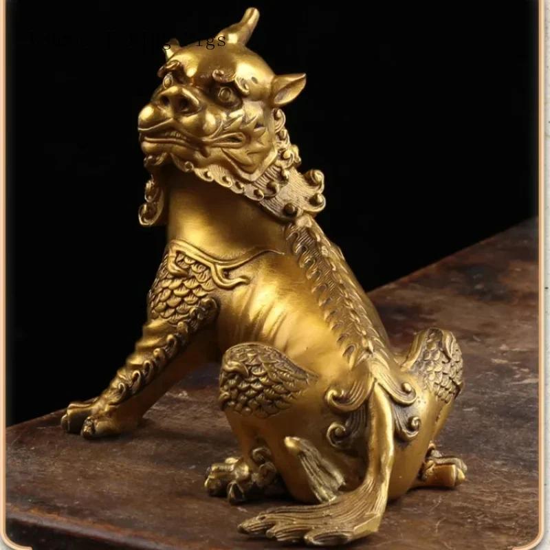 1 PZ ornamento unicorno in ottone soggiorno studio ufficio scrivania Pixiu artigianato decorativo statue di animali decorazione per la casa