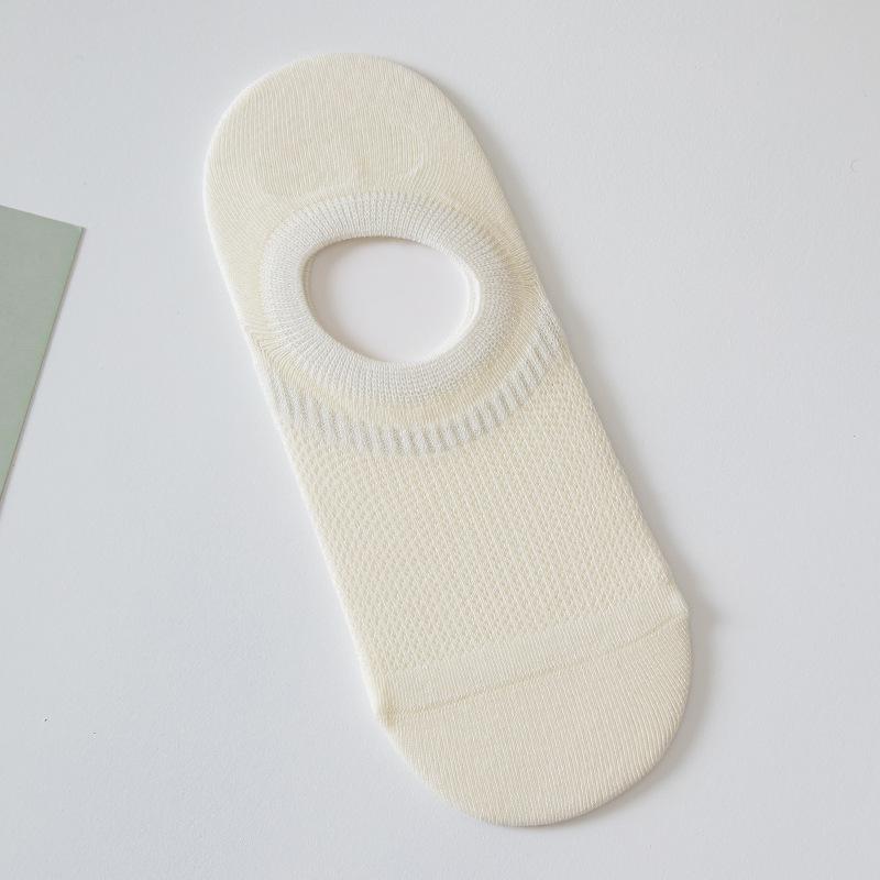 

Летние бесшовные носки, женские носки-лодочки, тонкие носки-невидимки с низким вырезом, противоскользящие и не сползающие, и сетчатые дышащие короткие носки 1 pair молочный белый